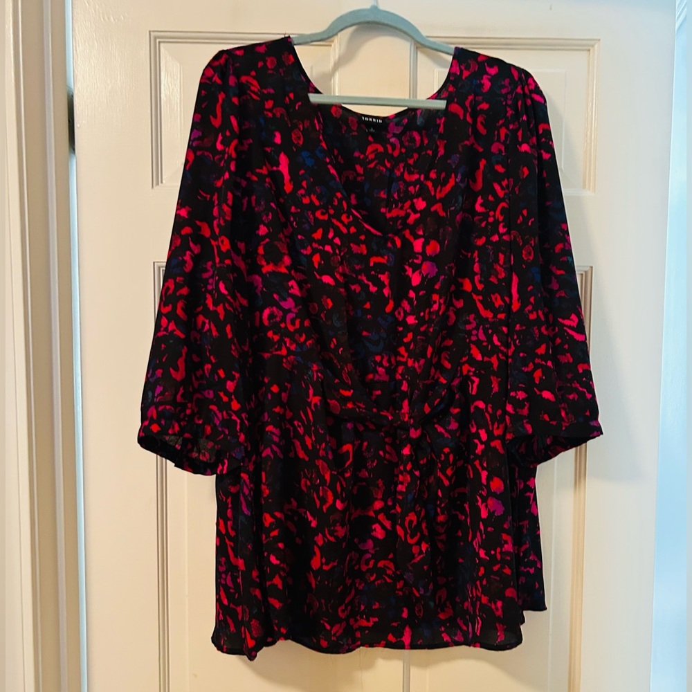 Torrid Black and Pink Animal Print Blouse